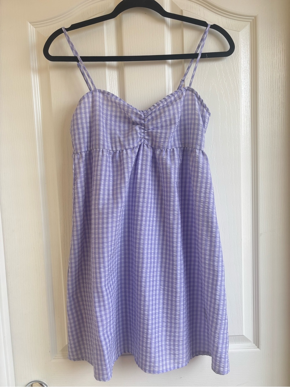 H&M Lavender Gingham Spaghetti Strap Babydoll Dress